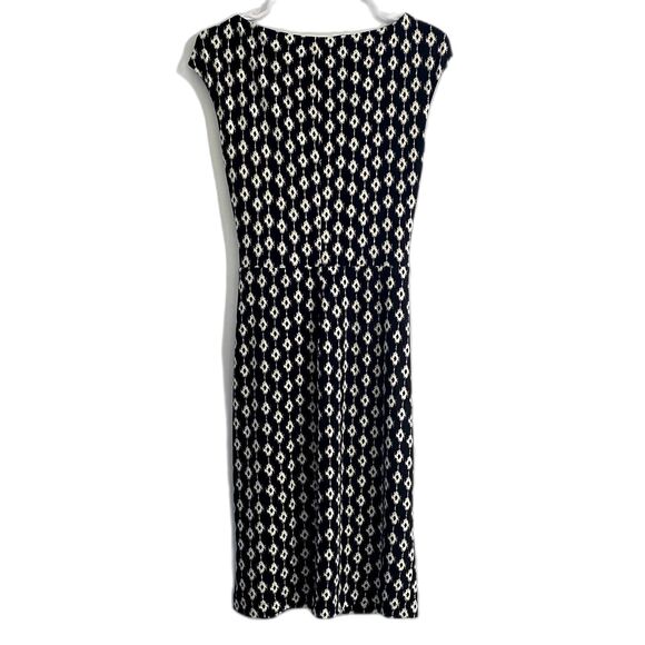 Lauren Ralph Lauren Twist Front Sheath Dress Knee Length Black Printed Size 6 - Picture 4 of 5